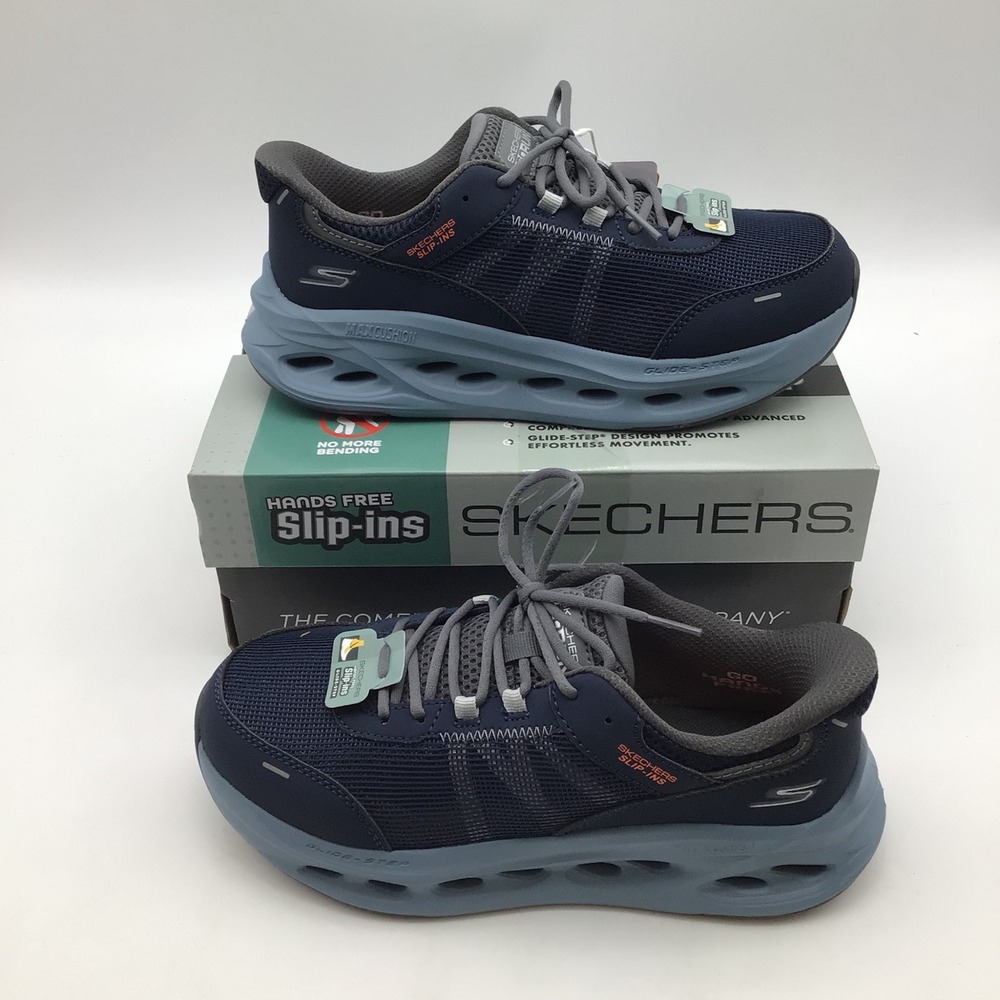 Skechers Kids Slip-ins Max Cushioning Glide Step Aberdeen Wide Navy Size 4.5 NEW